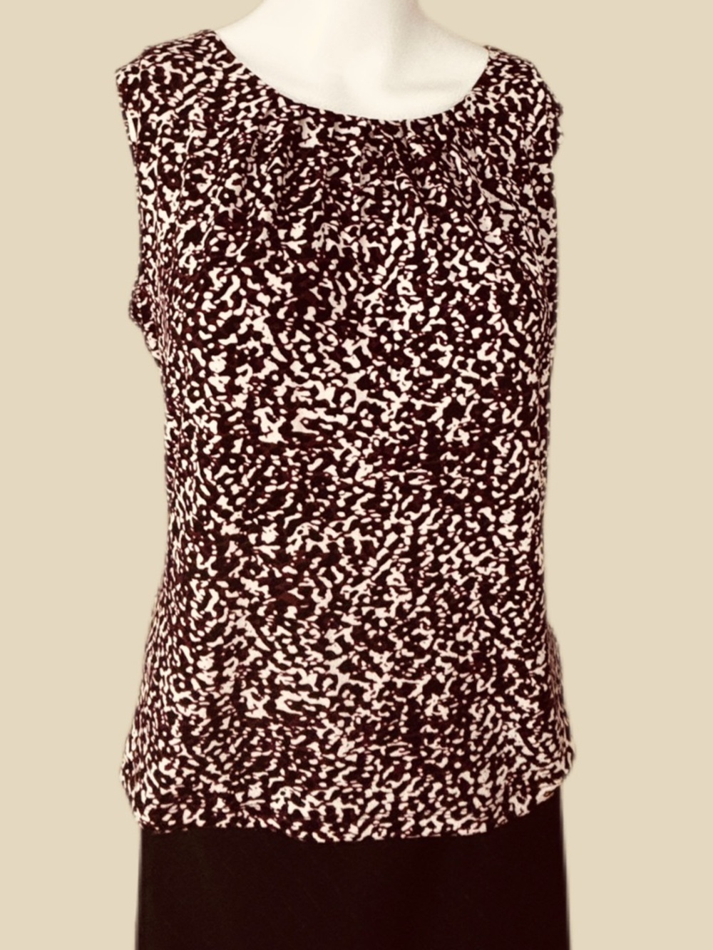 Sleeveless Calvin Klein Brown, Black & Cream Printed Women's Top